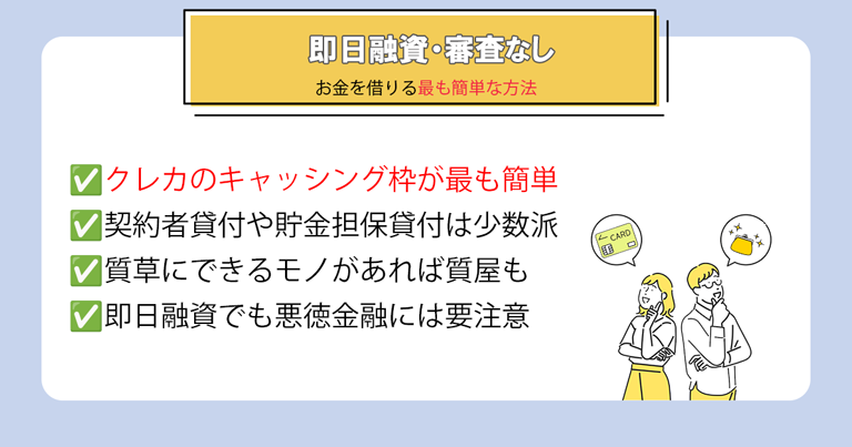 即日融資審査なしでお金を借りる最も簡単な方法