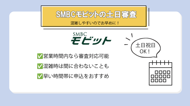 SMBCモビットは土日の審査にも対応